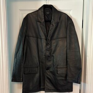 DKNY Black Leather Trench Coat
